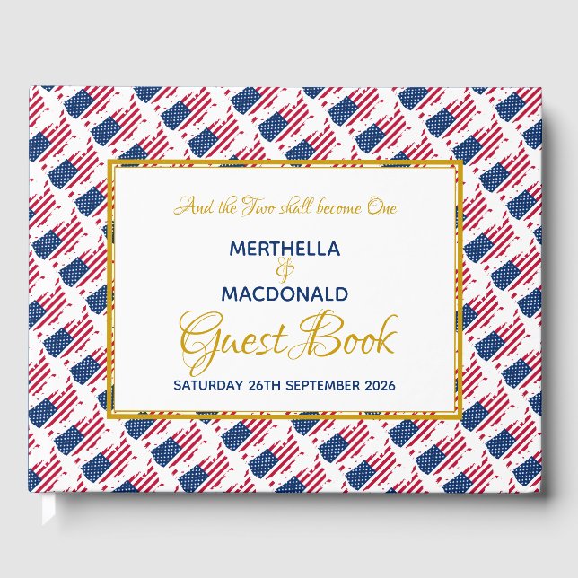 USA AMERICA Christian Scripture Patriotic Wedding Guest Book (Front)