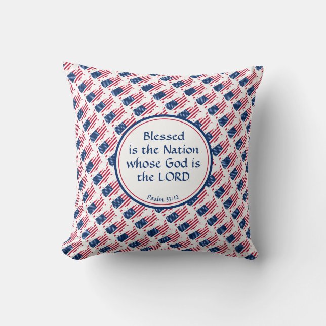 USA AMERICA Custom Scripture American Flag Throw Pillow (Front)