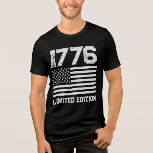 USA America Flag Editable Personalized Custom Text Tri-Blend Shirt