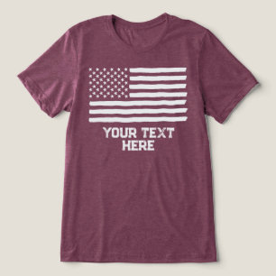 USA America Flag Editable Personalized Custom Text Tri-Blend Shirt
