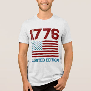 USA America Flag Editable Personalized Custom Text Tri-Blend Shirt