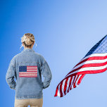 USA America Flag Patriotic Home Of The Brave Quote Denim Jacket<br><div class="desc">The all American, Stars and Stripes, Old Glory, Star-Spangled Banner, USA flag, custom, personalized, beautiful elegant faux gold typography script, patriotic, America, "The Land of the Brave and the Home of the Free" quote, casual, chic, cool, rugged charm, retro vintage style, enduring appeal, fashion icon, fun, cool, women's ladies blue...</div>