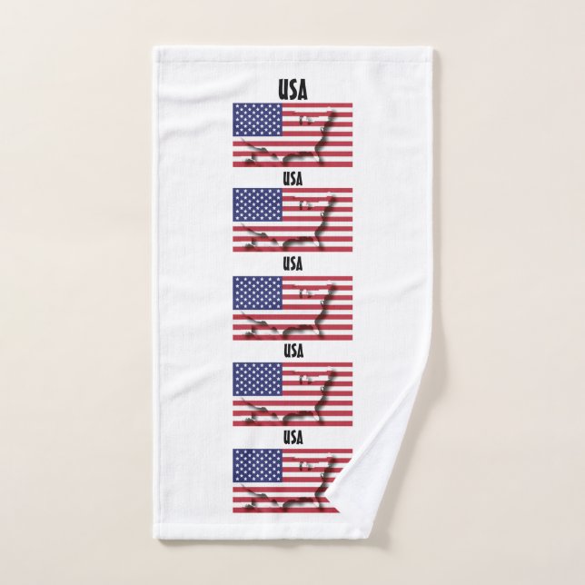 USA AMERICA FLAG Personalized 5 Photo Hand Towel (Hand Towel)