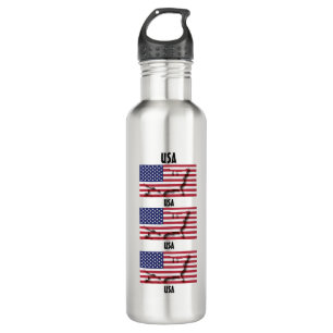 USA AMERICA FLAG Personalized Text 3 Photo 710 Ml Water Bottle