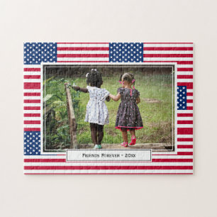 USA AMERICA Flag Photo Jigsaw Puzzle