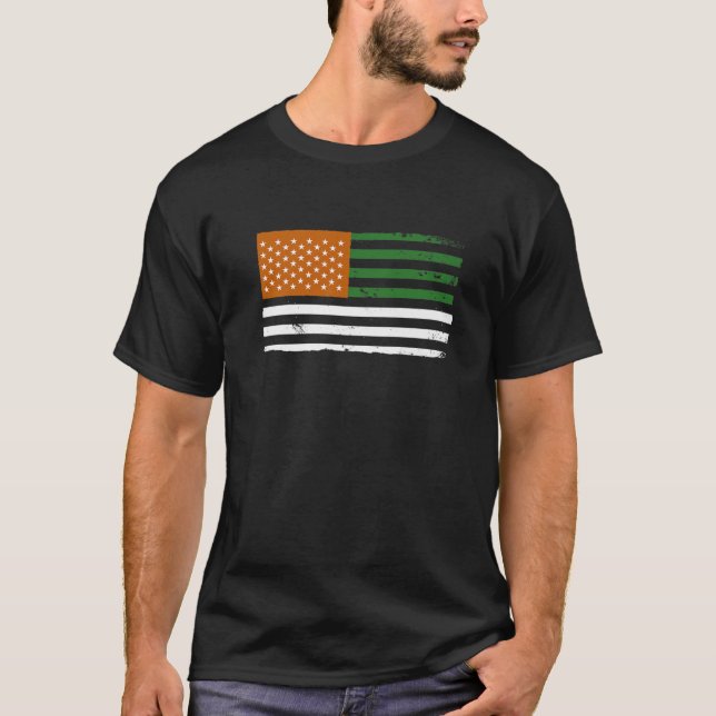 USA America Flag St. Patricks Day T-Shirt (Front)
