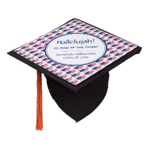 USA AMERICA Graduate Custom Patriotic HALLELUJAH Graduation Cap Topper