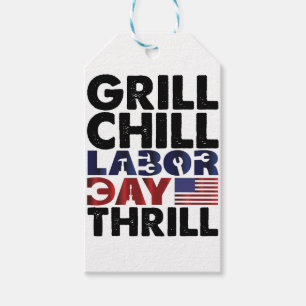 Usa America Grill Chill Labour Day Thrill BBQ Part Gift Tags