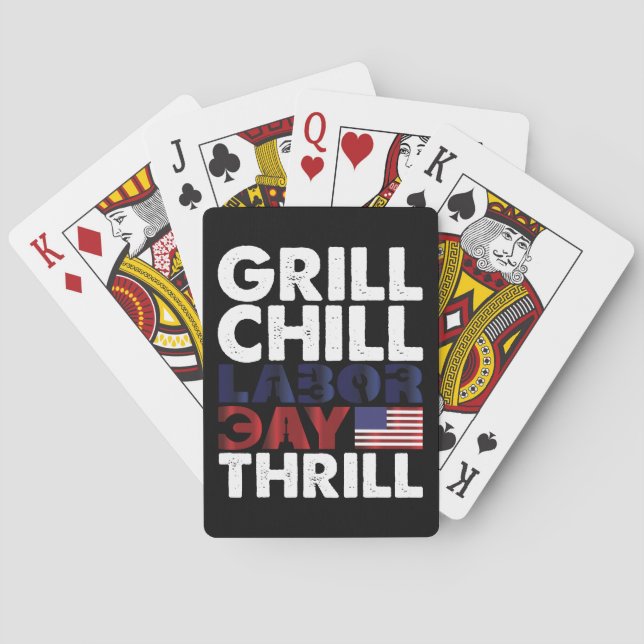 Usa America Grill Chill Labour Day Thrill BBQ Part Playing Cards (Back)