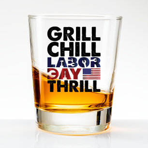 Usa America Grill Chill Labour Day Thrill BBQ Part Shot Glass