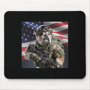 Usa America Patriot Bull Dog As Commando  Mouse Pad