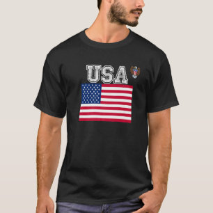 USA America Soccer Jersey Flag Football Ball July T-Shirt