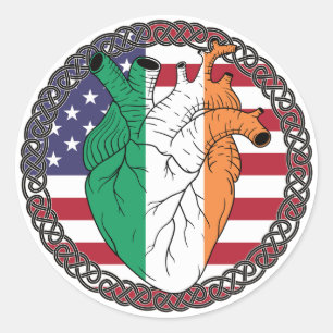 USA America US United States Irish Ireland Classic Round Sticker