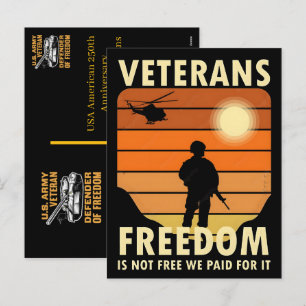 USA American 250th Anniversary Thank You Veterans Holiday Postcard