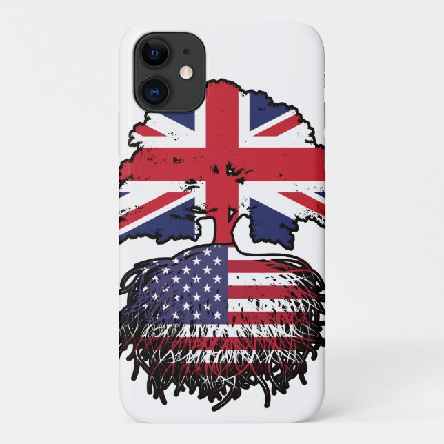 USA American British UK Tree Roots Flag Case-Mate iPhone Case (Back)