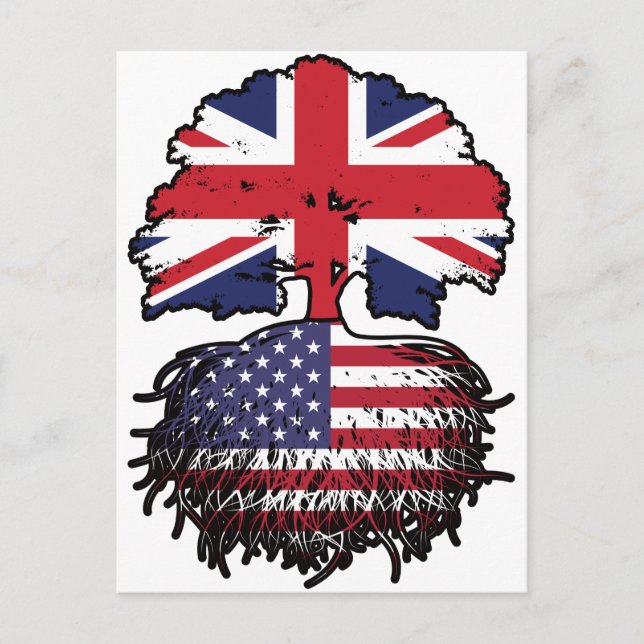 USA American British UK Tree Roots Flag Postcard (Front)
