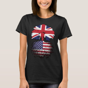 USA American British UK Tree Roots Flag T-Shirt