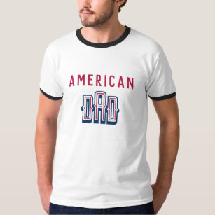 USA American DAD RED Blue Father's Day White T-Shirt