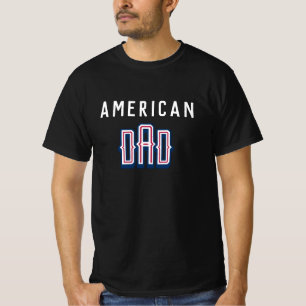 USA American DAD RED White Blue Father's Day Black T-Shirt