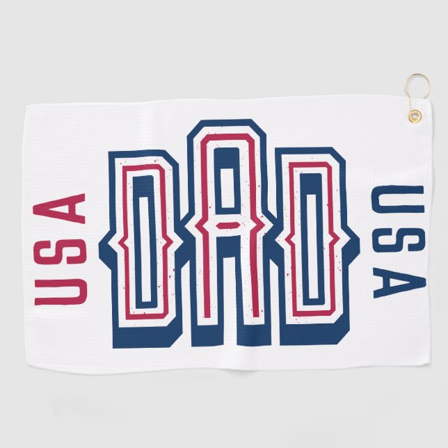 USA American DAD RED White Blue Formal Golf Towel (Horizontal)