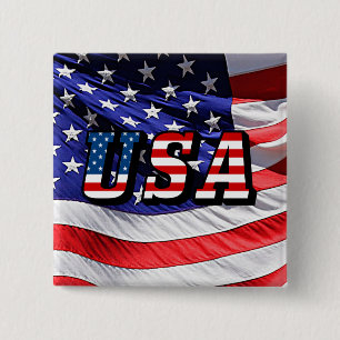 USA - American Flag 2 Inch Square Button