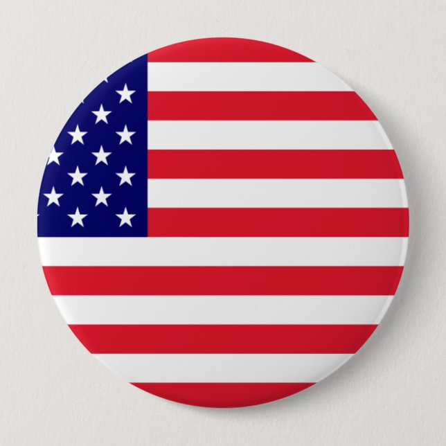 USA - American Flag 4 Inch Round Button (Front)