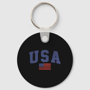 Usa American Flag 4th Of July Americana Bold Blue  Keychain
