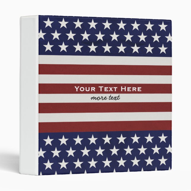 USA American Flag 4th of July Personalized Custom Binder (Front/Spine)