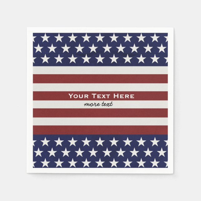 USA American Flag 4th of July Personalized Custom Napkin (Front)