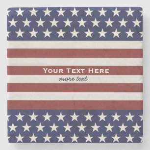USA American Flag 4th of July Personalized Custom Stone Coaster