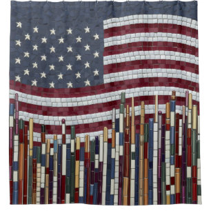USA American Flag Abstract Shower Curtain