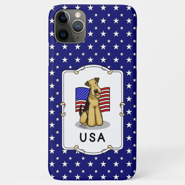 USA American Flag Airedale Terrier Dog - Cute Case-Mate iPhone Case (Back)