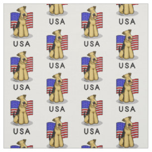 USA American Flag Airedale Terrier Dog - Cute Fabric