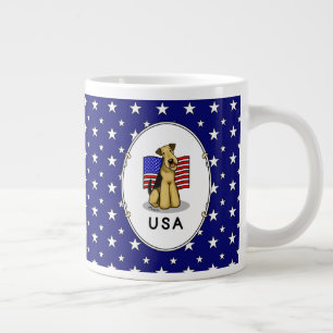 USA American Flag Airedale Terrier Dog - Cute Large Coffee Mug