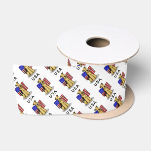 USA American Flag Airedale Terrier Dog - Cute Satin Ribbon