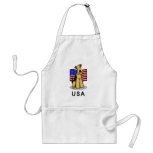 USA American Flag Airedale Terrier Dog - Cute Standard Apron