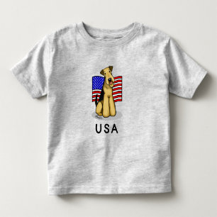 USA American Flag Airedale Terrier Dog - Cute Toddler T-shirt