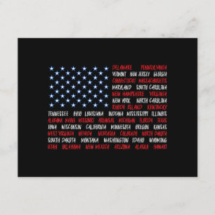 USA American Flag All 50 State Names Enclosure Card