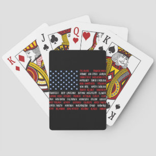 USA American Flag All 50 State Names Playing Cards