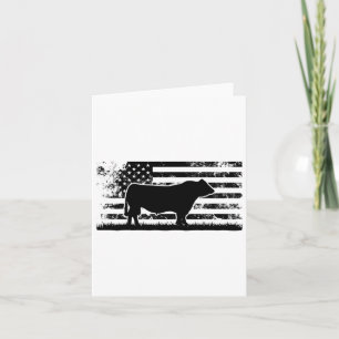 Usa American Flag - America Cow Black Angus Ranche Card