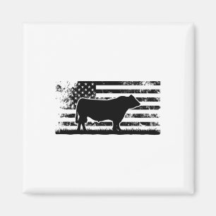 Usa American Flag - America Cow Black Angus Ranche Magnet