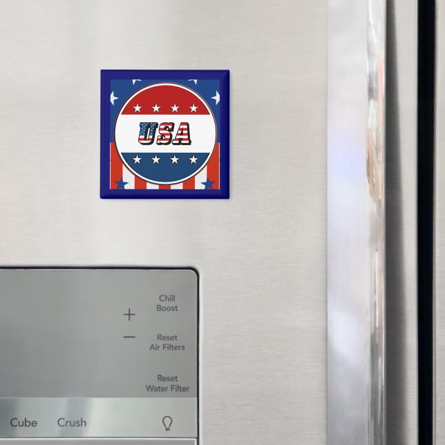 USA - American Flag and Stars in Circle #2 Magnet (In Situ (Fridge))