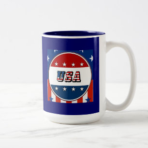 USA - American Flag and Stars in Circle #2 Two-Tone Coffee Mug