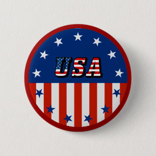 USA - American Flag and Stars in Circle Button