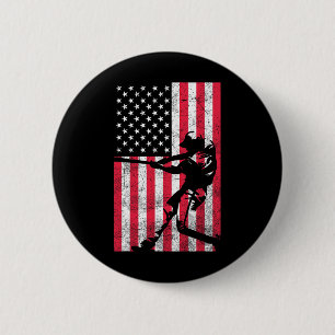 Usa American Flag Baseball Red White Blue 4th Of J 2 Inch Round Button