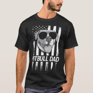 Usa American Flag Best Pitbull Dad Funny Pit Bull T-Shirt