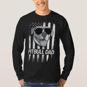 Usa American Flag Best Pitbull Dad Funny Pit Bull  T-Shirt