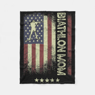 Usa American Flag - Biathlon Mom 1 Fleece Blanket