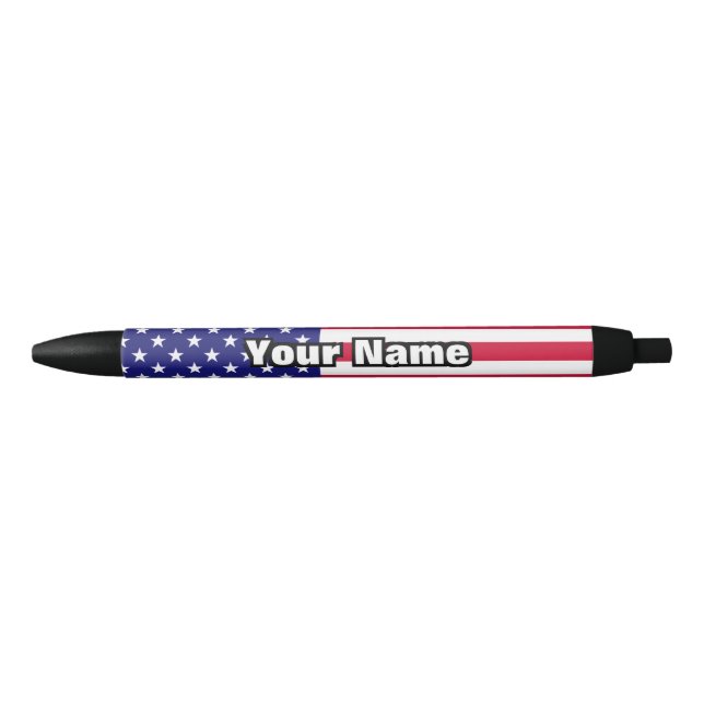 USA American Flag Black Ink Pen (Front)