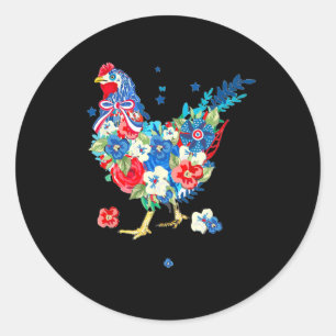 Usa American Flag Chicken Lover 4th Of July Patrio Classic Round Sticker